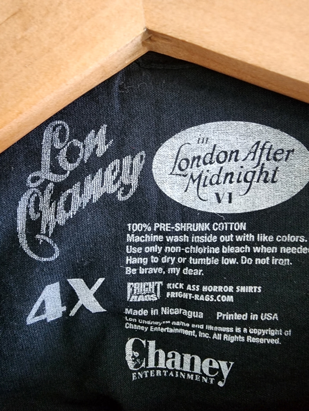 New Fright Rags Lon Chaney London After Midnight Graphic Tee - Black, 4XL - Picture 4 of 4